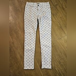 Size 5 white stretch pants with black stars
